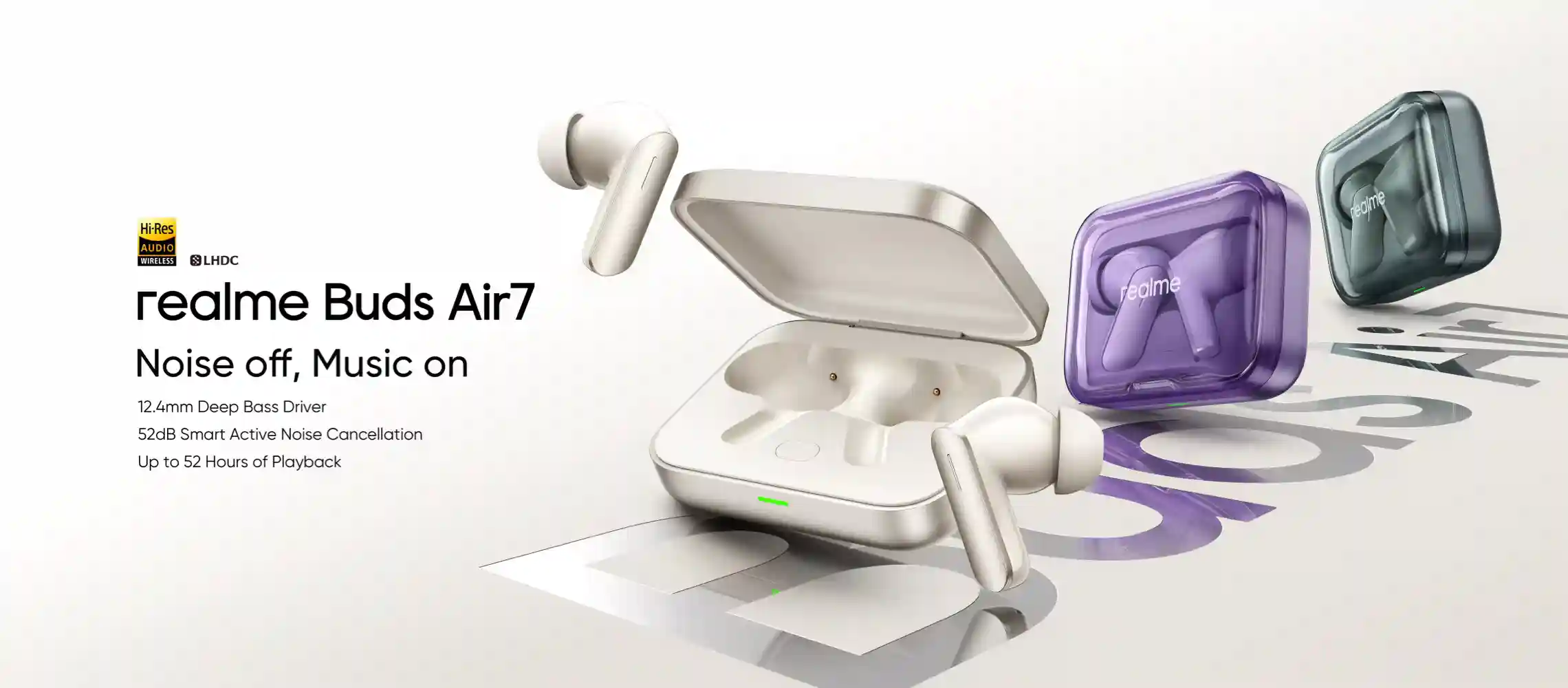 Realme Buds Air 7 wireless earbuds with ANC and long battery life