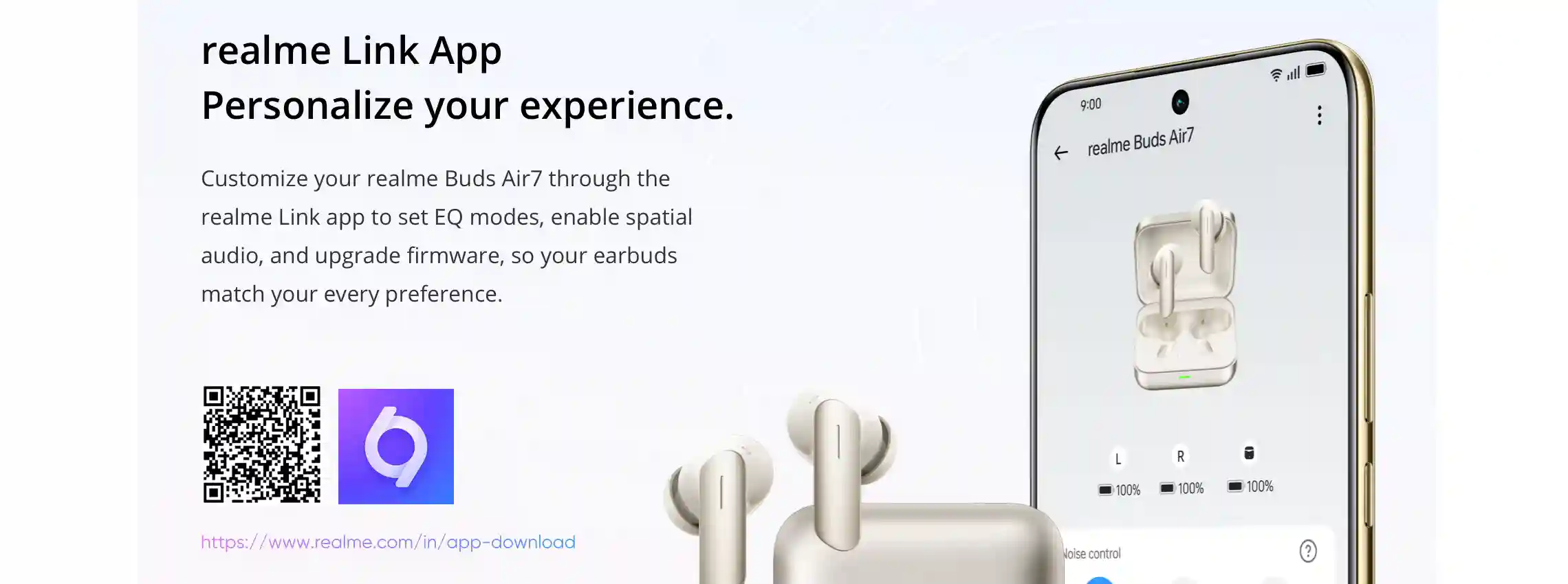 Realme Buds Air 7 with smart touch controls and realme Link app