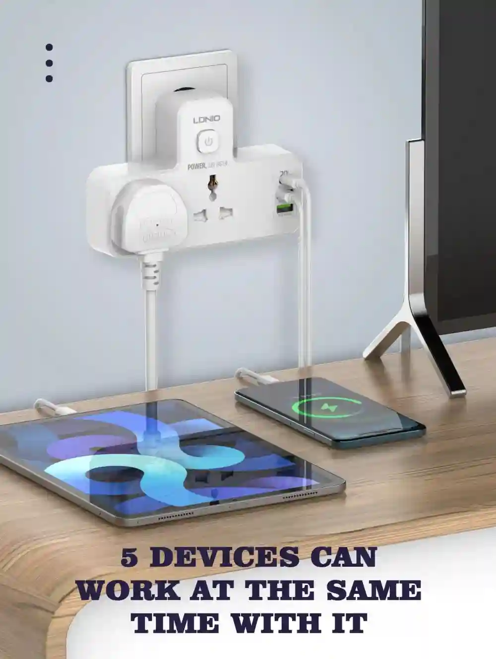 LDNIO SC2311 with 2 AC outlets and 3 USB ports