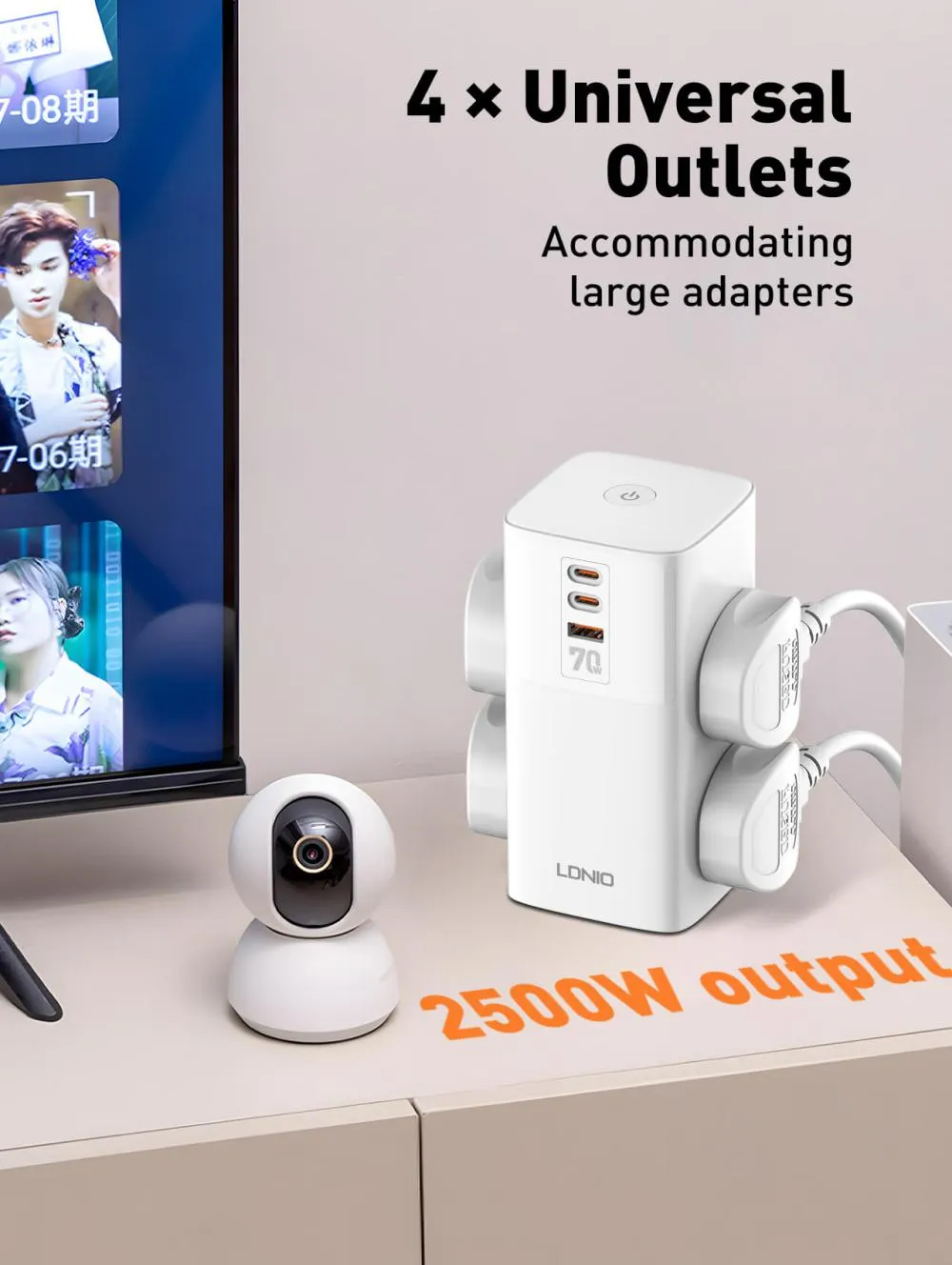 LDNIO SC4383 in use with phone and laptop charging