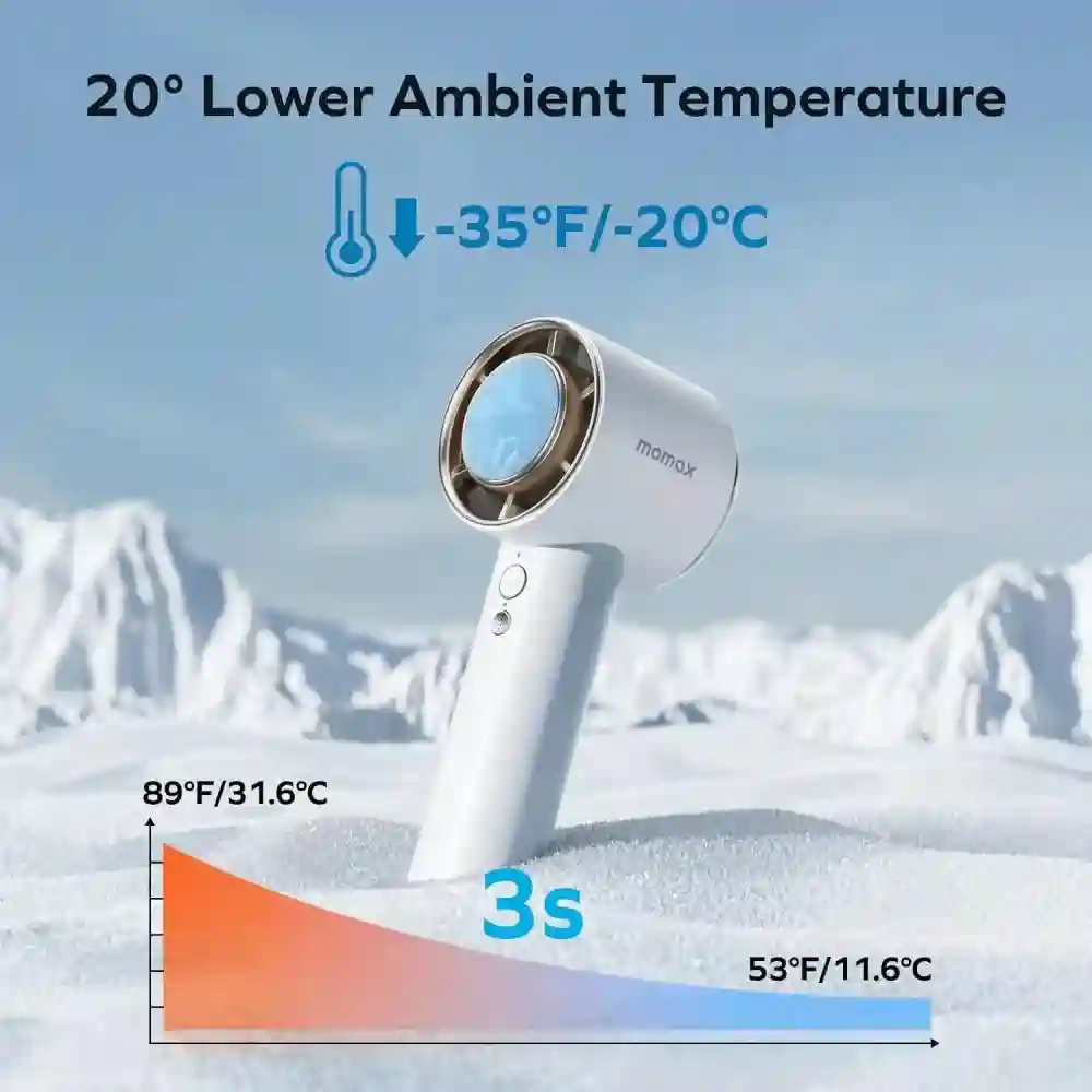 Momax Ultra Freeze Portable Icy Cooling Fan IF15W - Front View