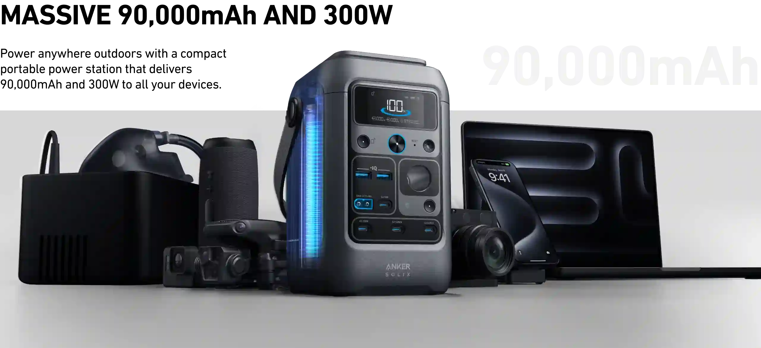 Rear panel of Anker SOLIX C300 DC power station