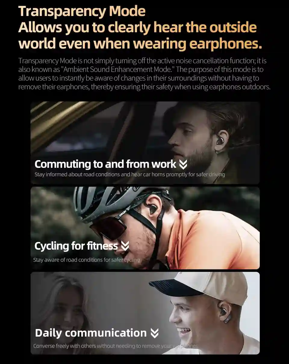 User wearing KZ AN01 earhook earbuds