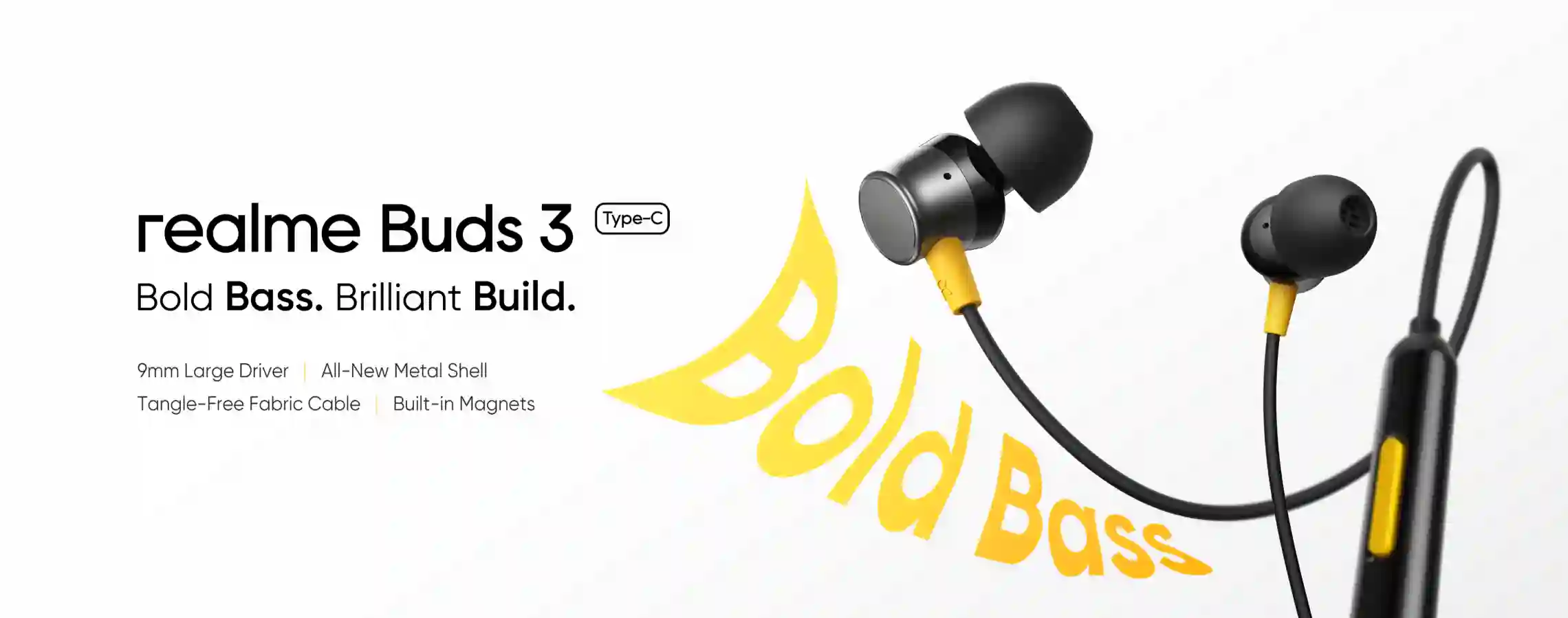 Realme Buds 3 Type-C wired earphones front view