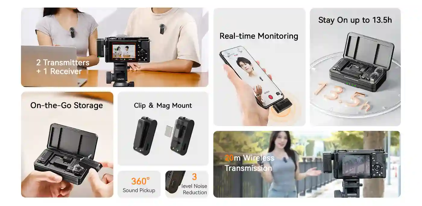 Ulanzi A100 Wireless Microphone with smartphone setup