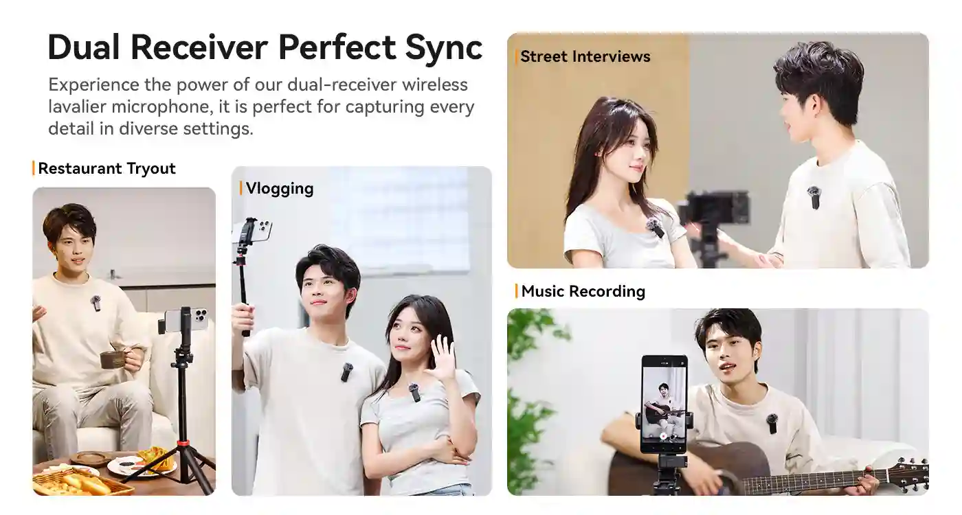 Vlogger using Ulanzi A100 Wireless Microphone outdoors