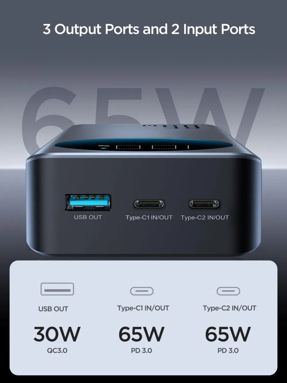 Joyroom JR-PBF05 30000mAh Digital Display 65W Super Fast Charger Power Bank