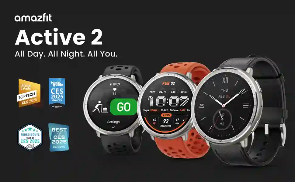 Amazfit Active 2 smartwatch with stainless steel case