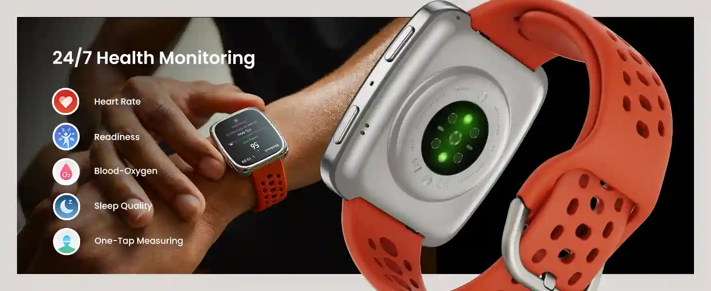 durable amazfit active 2 square watch with stainless steel body