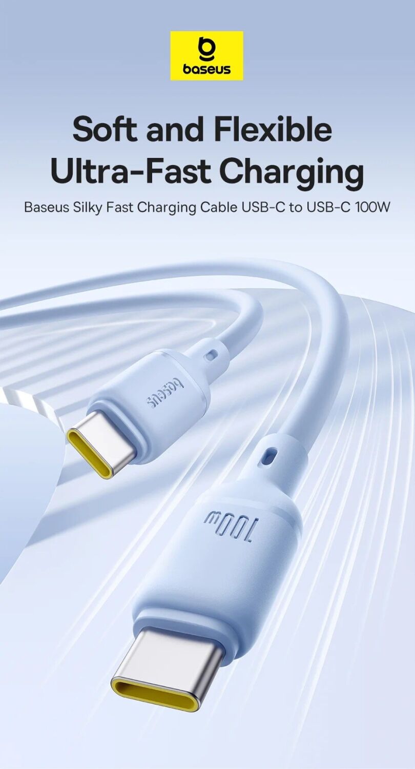 Baseus Silky Type-C Fast Charger – Safe charging with overcurrent & overheating protection