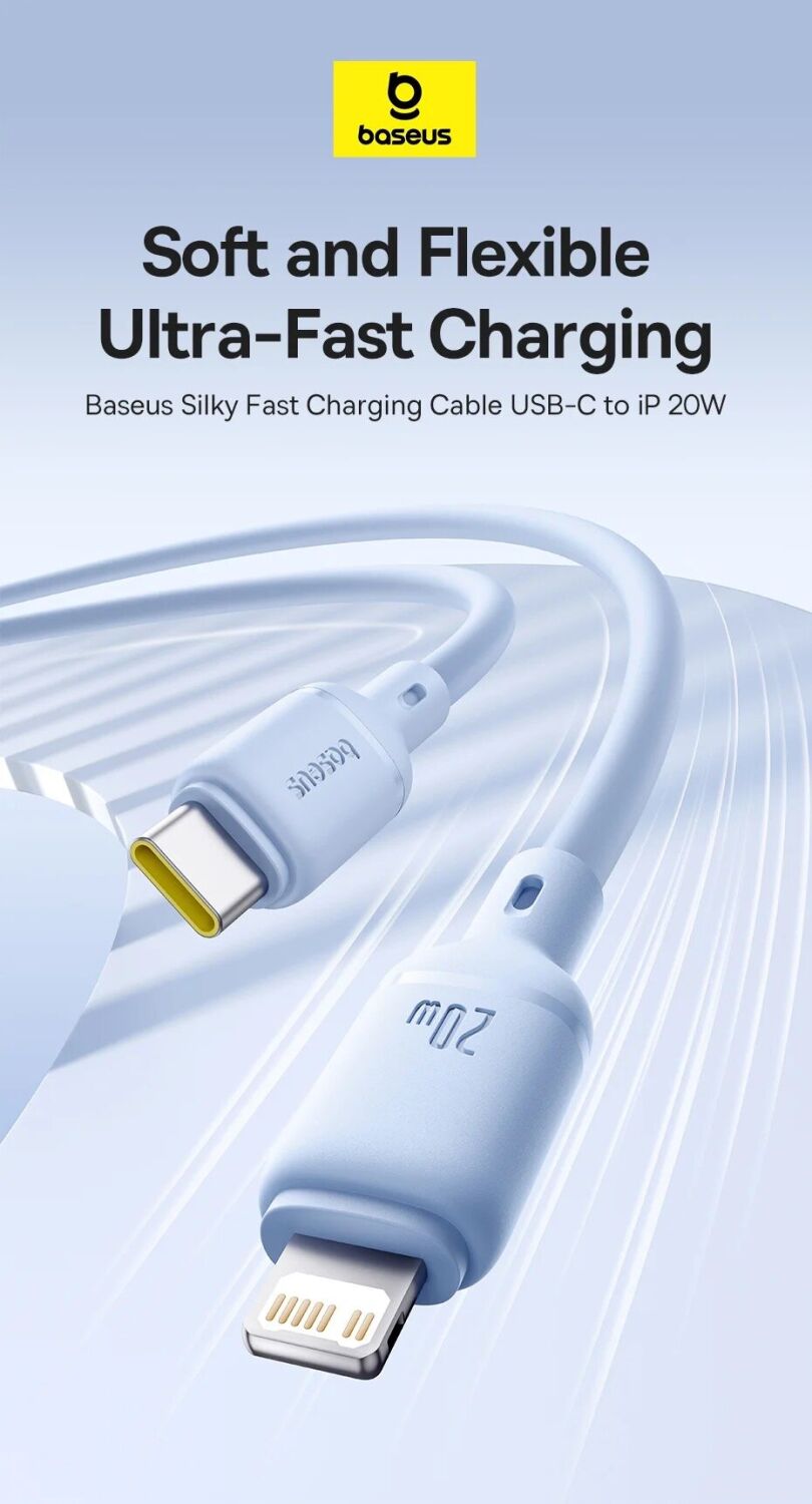 Baseus Silky Type-C to iP 20W Cable – MFi-certified fast charging for iPhone & iPad
