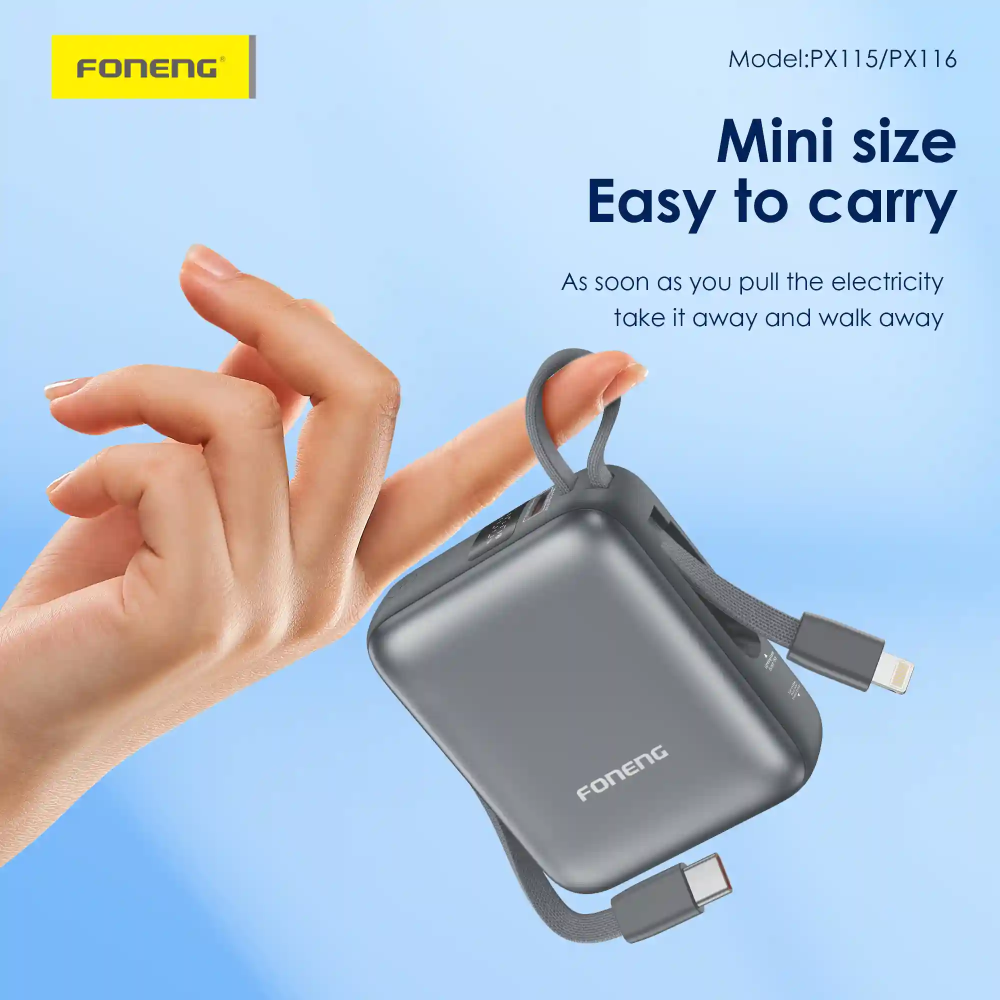 FONENG PX115 portable charger with LCD display