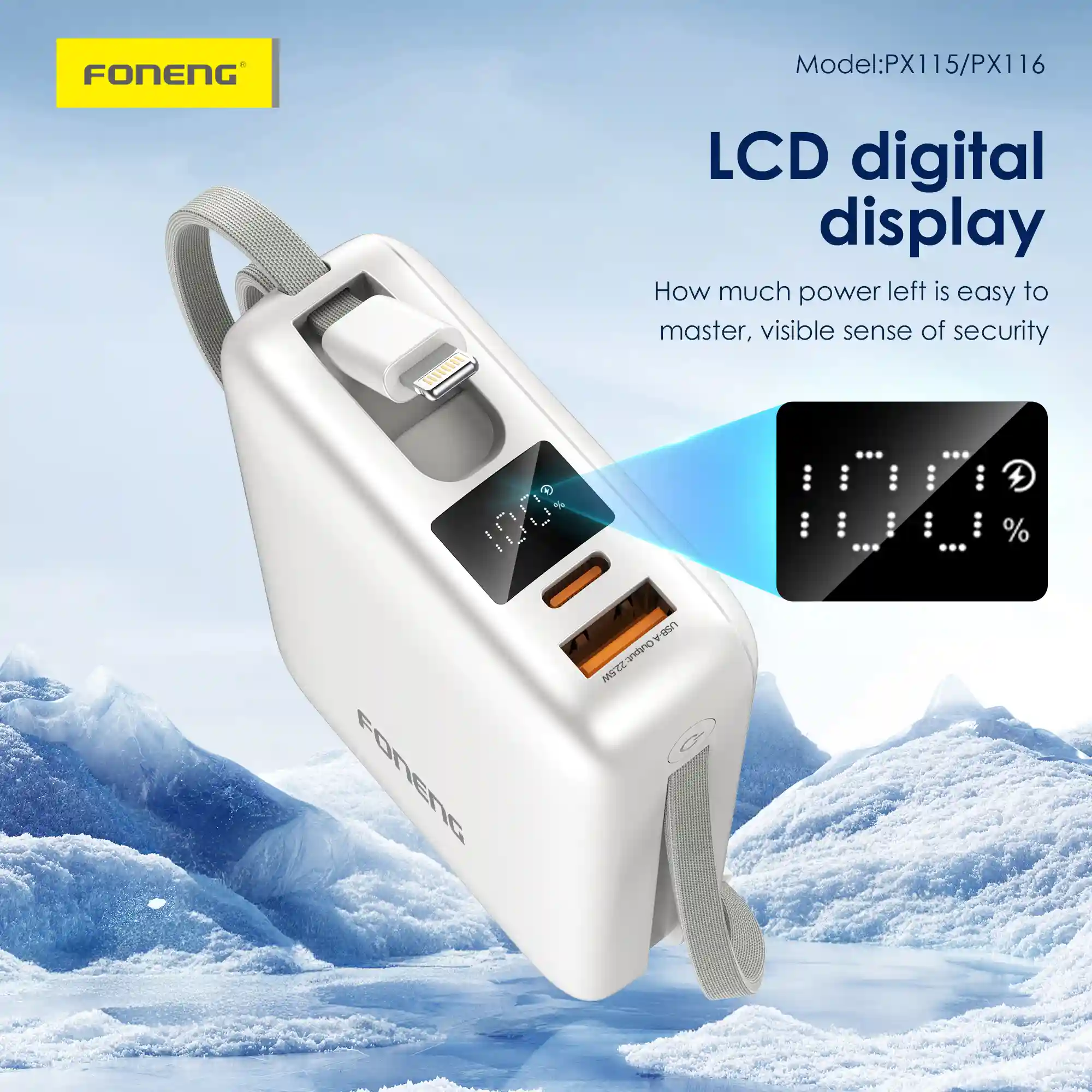 FONENG PX115 dual built-in cables power bank