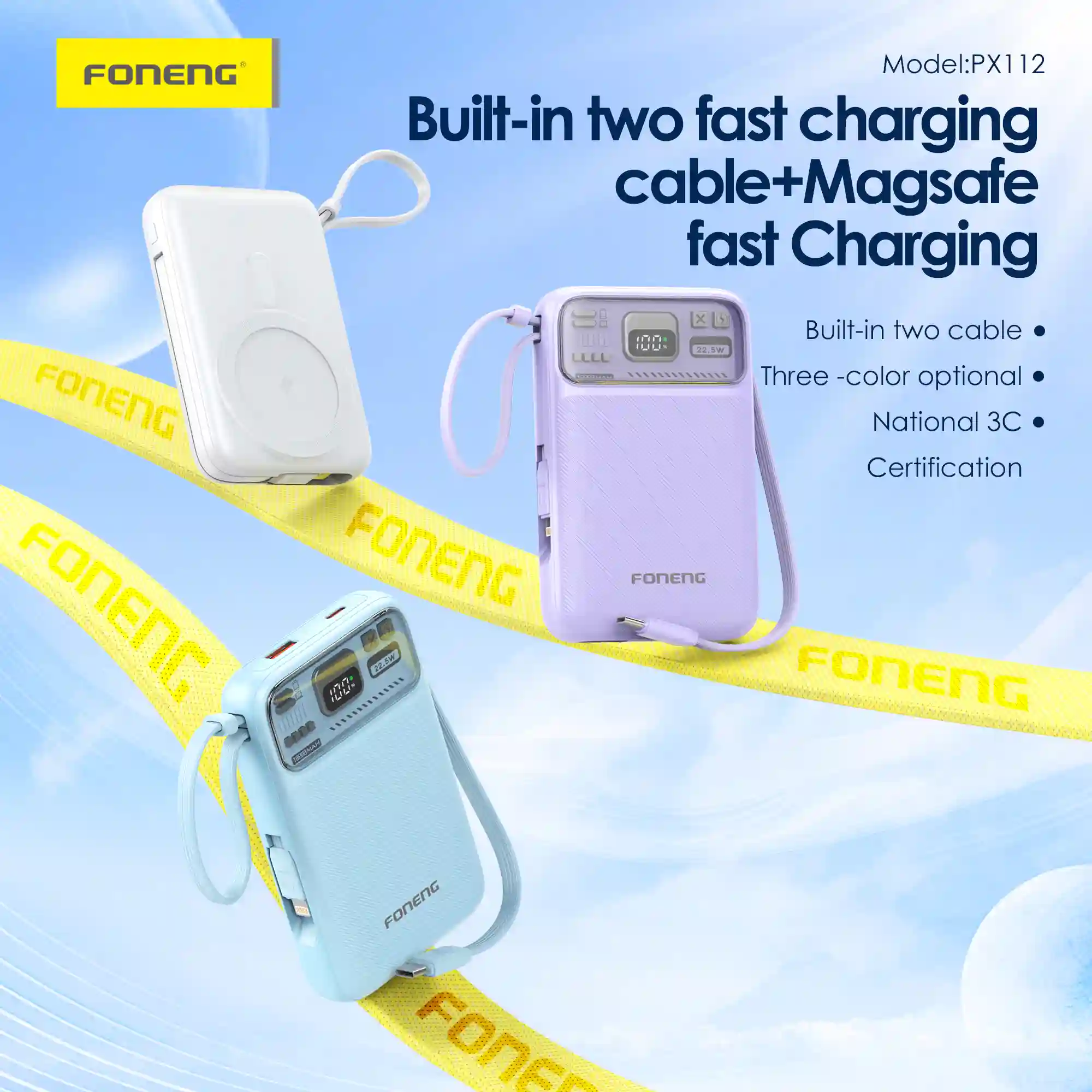 Foneng PX112 10000mAh MagSafe Power Bank White