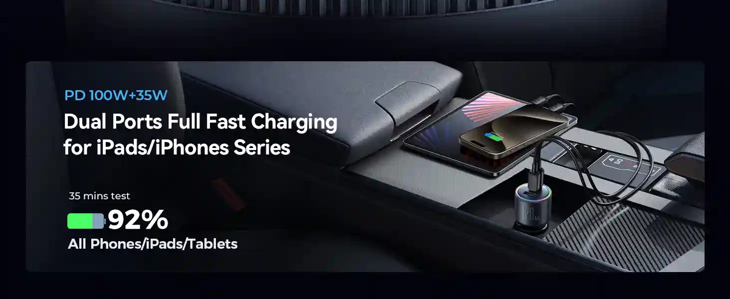 iPhone 16 charging with JOYROOM JR-CCN07 car charger