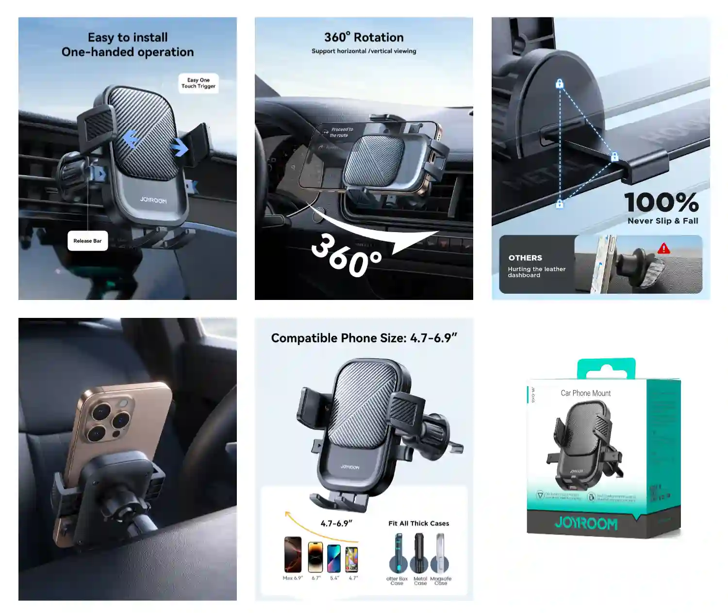 JOYROOM JR-OK6 Car Phone Mount installed on windshield