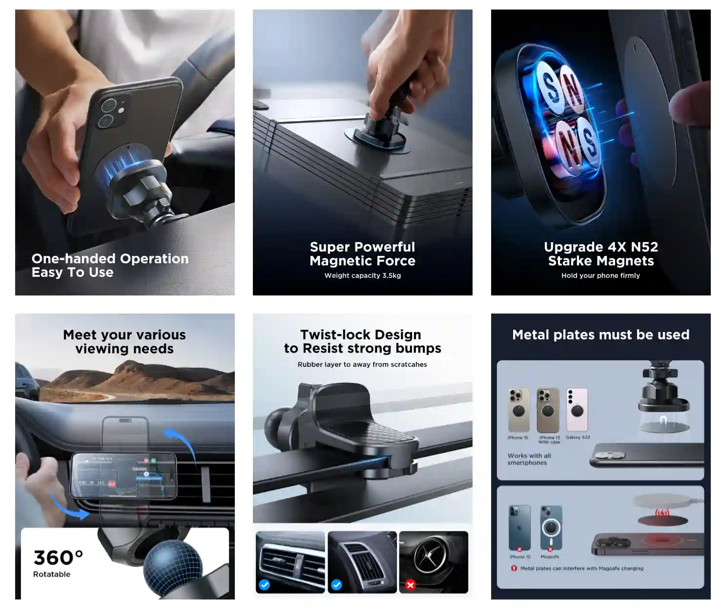 JOYROOM JR-ZS400 magnetic car mount on dashboard