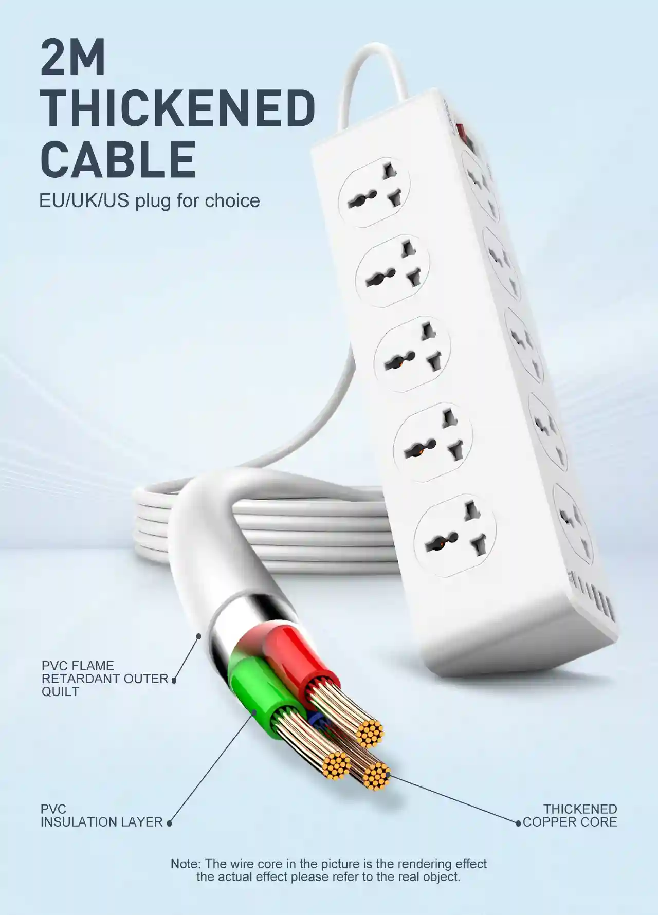 LDNIO SC10610C Universal Power Strip 2-meter heavy-duty cord