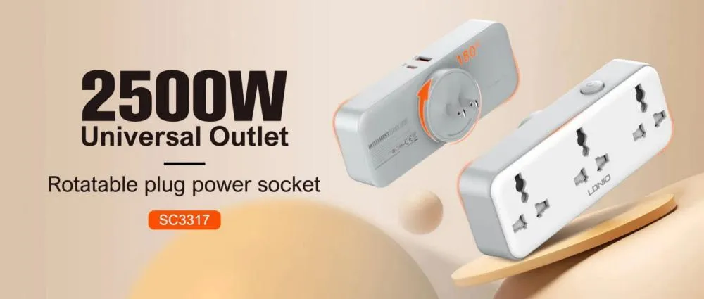 LDNIO SC3317 3 AC Outlets Portable Extension Power Socket