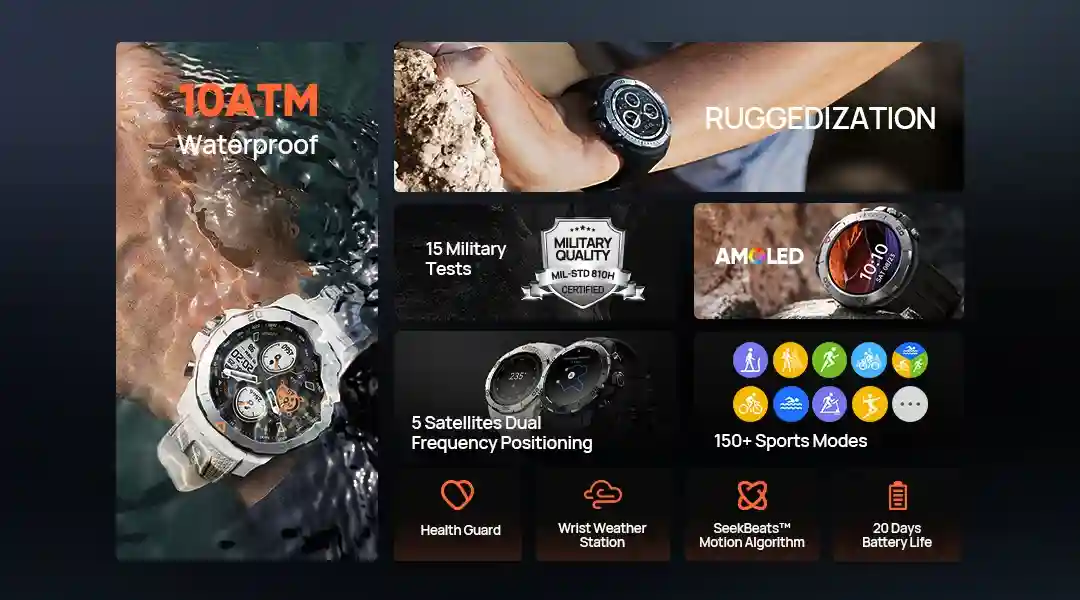 Mibro GS Explorer smartwatch with 10ATM waterproof rating