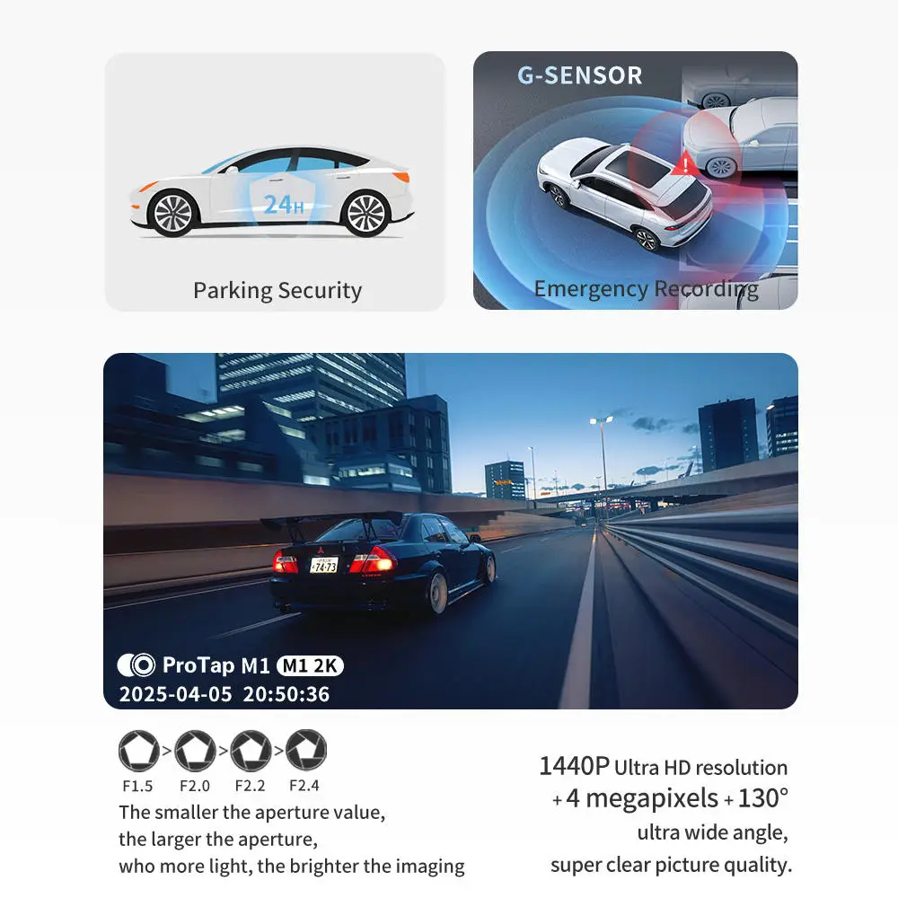 ProTap Dash Cam M1 with super capacitor technology