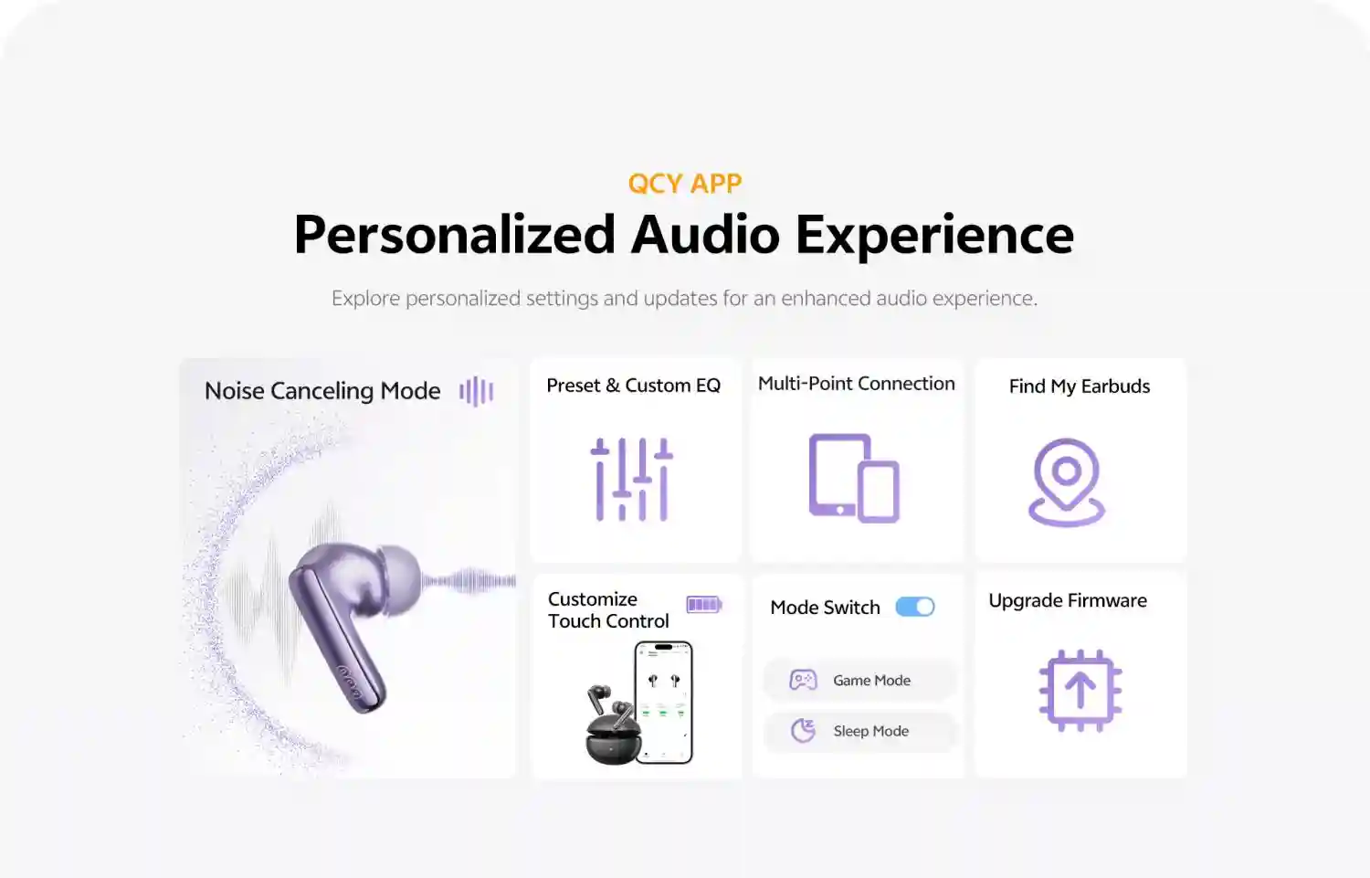 QCY MeloBuds N70 50-hour battery life charging case