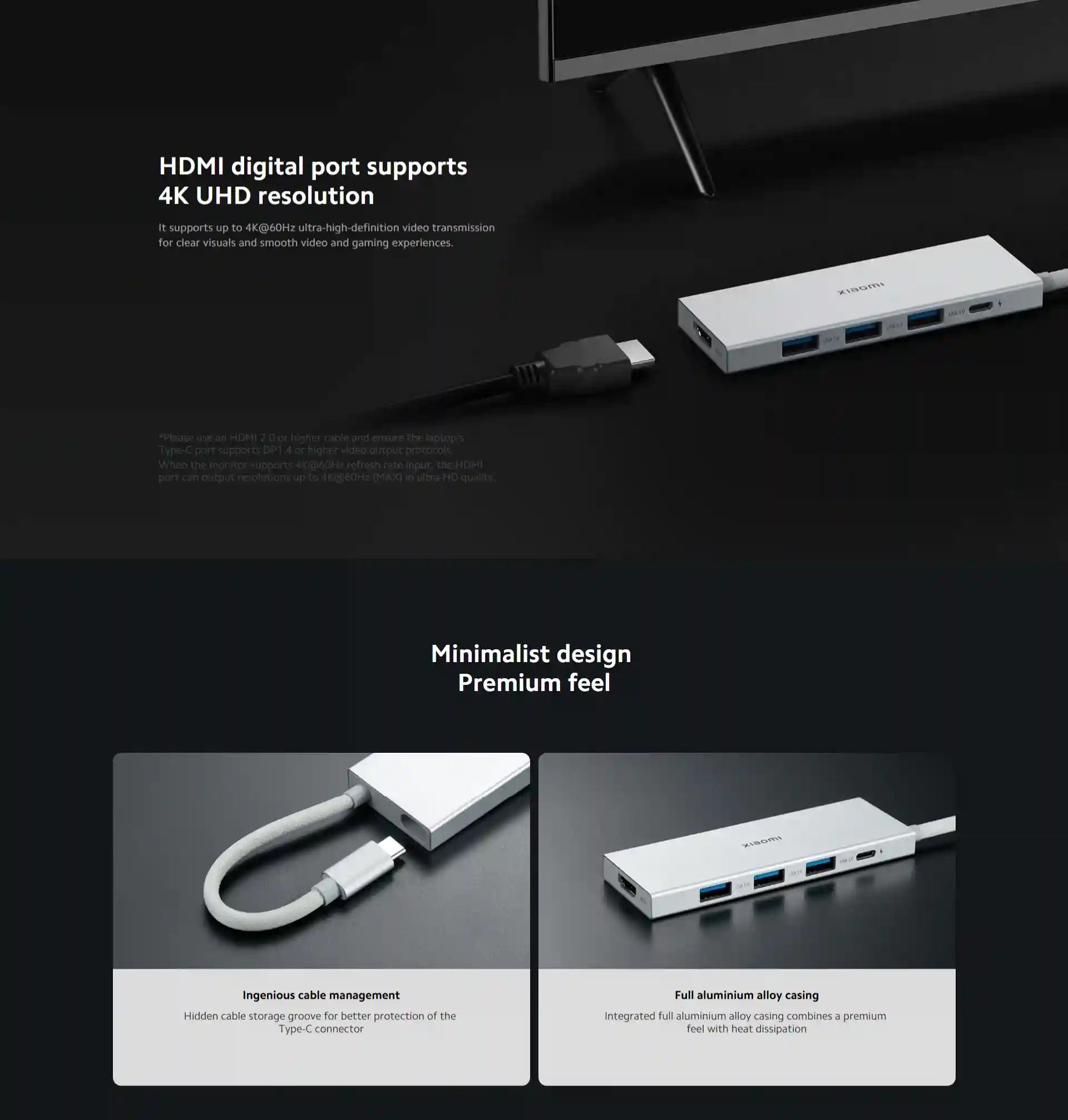 Xiaomi 5-in-1 Type-C Hub XMDS05YM aluminum shell.
