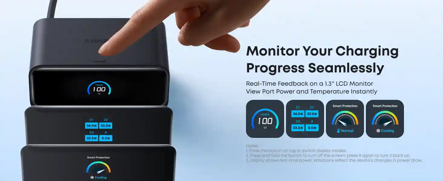 Portable Anker Nano 7-in-1 Charging Station 100W with LCD display