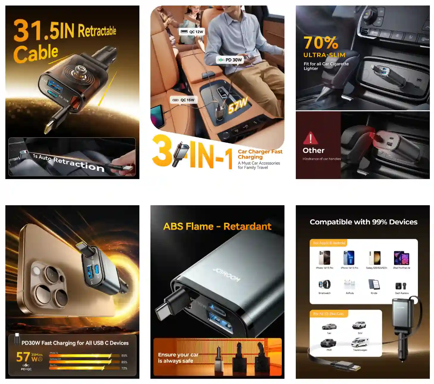 Joyroom JR-CCL07 3-in-1 car charger close-up