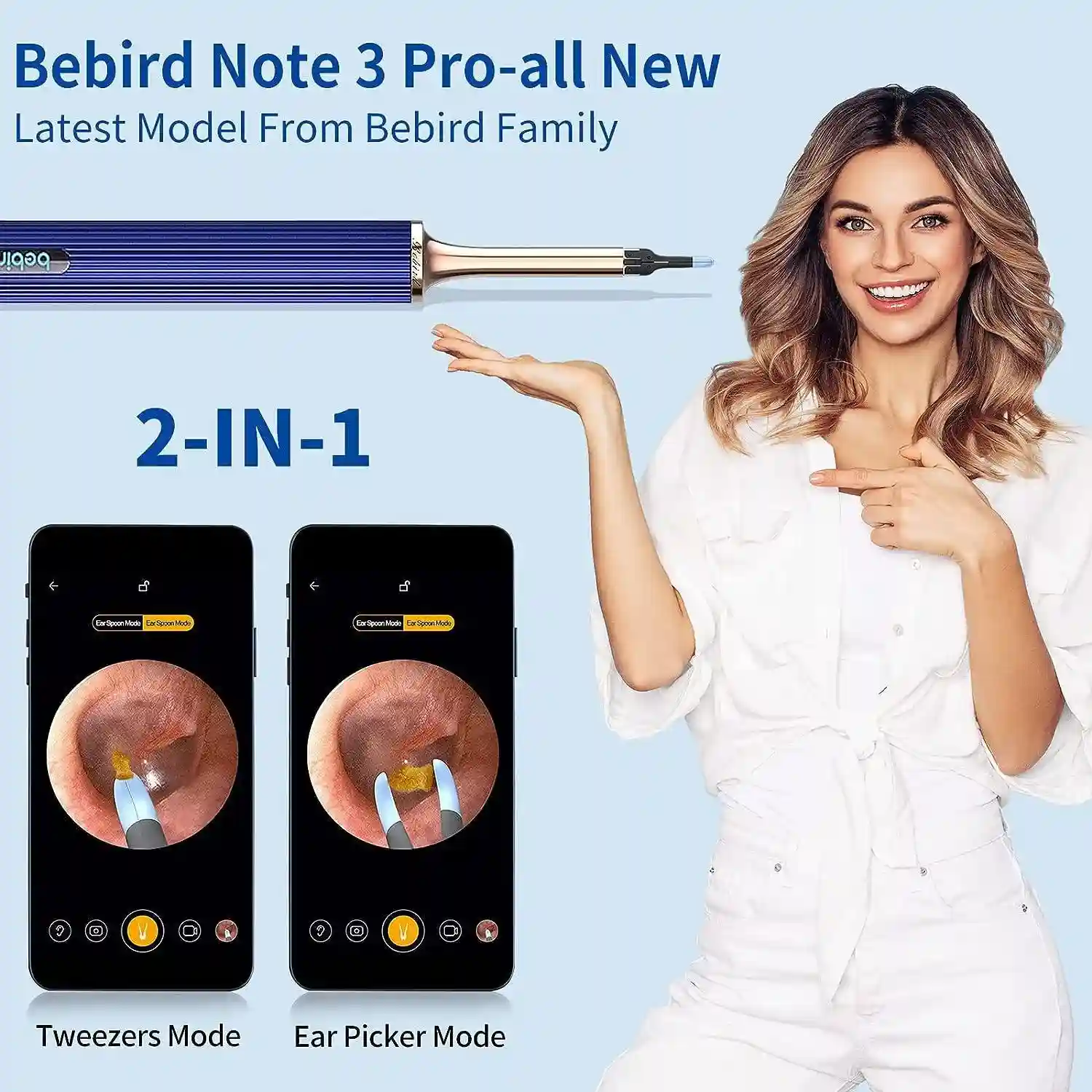 BEBIRD Note3 Pro ear wax removal camera with tweezers mode