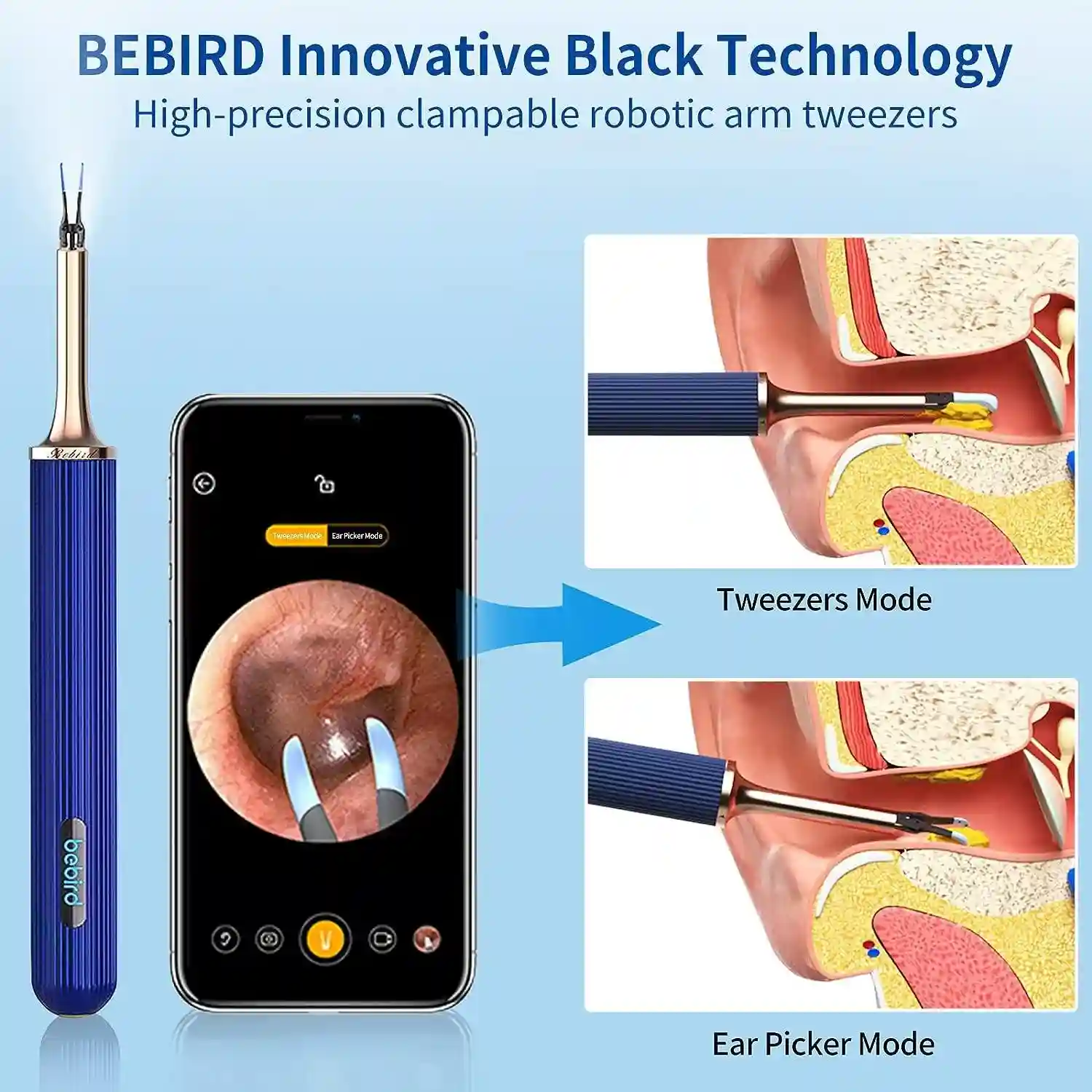 BEBIRD Note3 Pro HD 10MP otoscope with LED lights