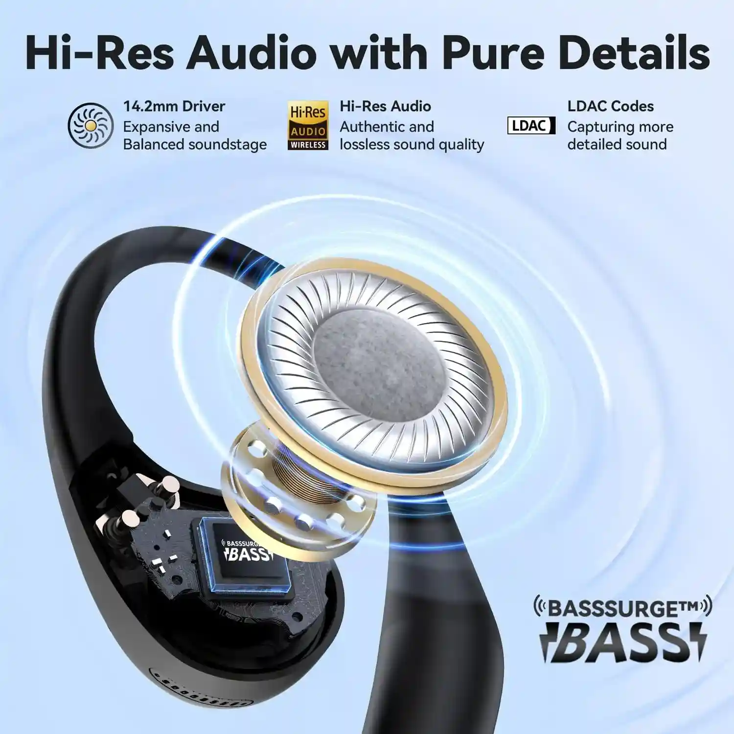 42-hour battery life EarFun OpenJump Open Ear Headphones