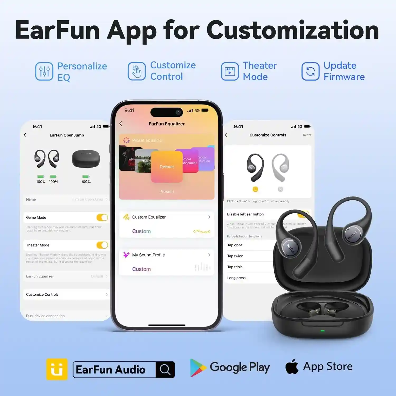 Hi-Res certified EarFun OpenJump headphones with BassSurge