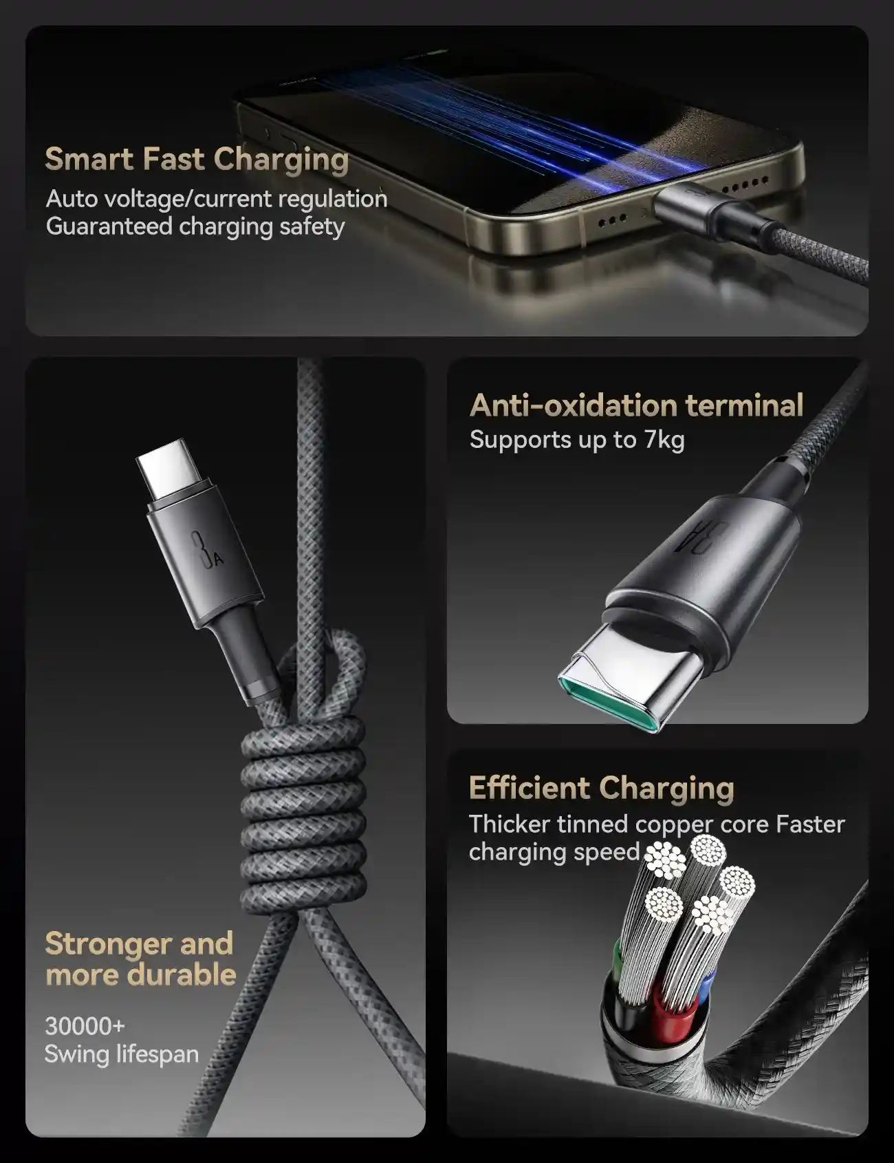 JOYROOM S-A50 braided nylon charging cable with magnetic anchors