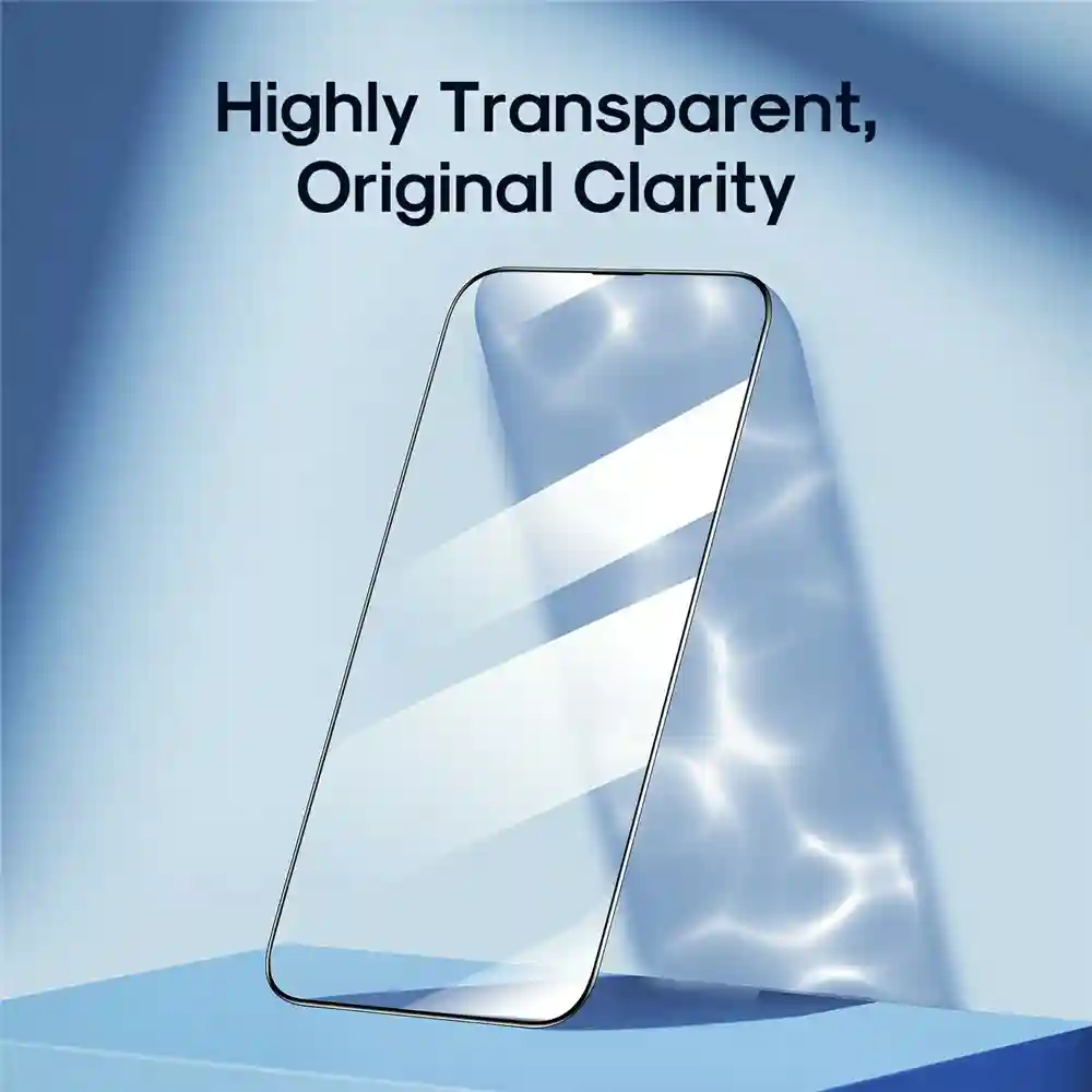 Joyroom JR-Z22 IPhone 15 Pro Full Cover Glass Protecter demonstrating 9H hardness resisting scratches from keys and sharp objects.