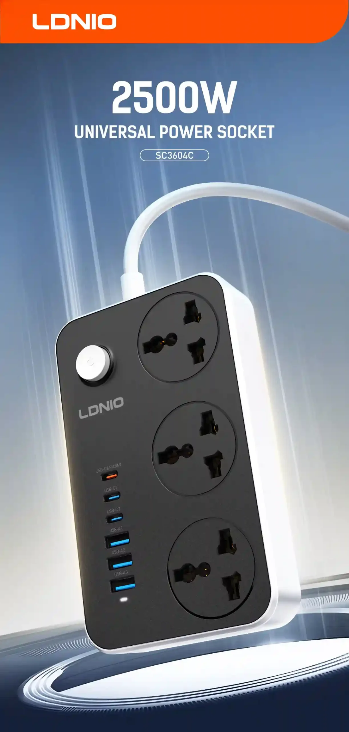 LDNIO SC3604C Power Strip with USB ports