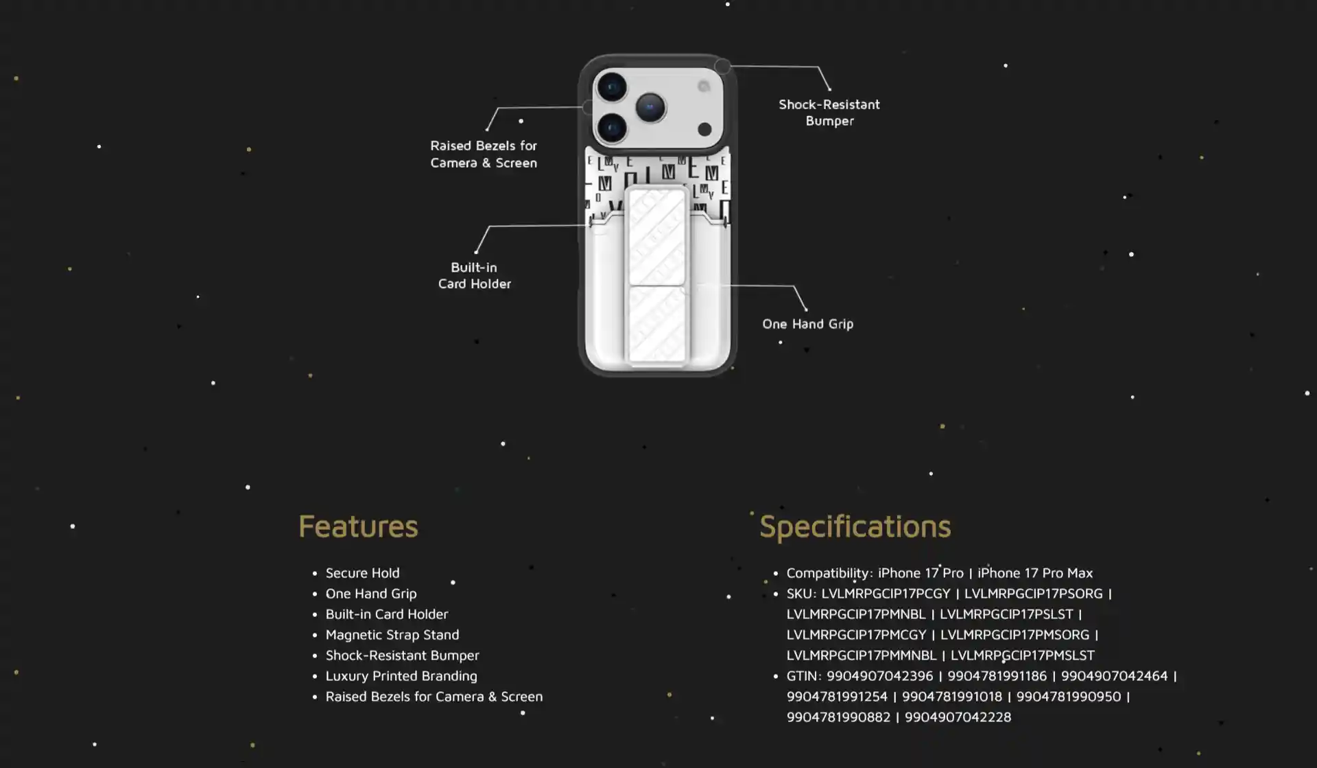 Levelo Morphix Gripstand Case With Cardholder for iPhone 17 Pro Max