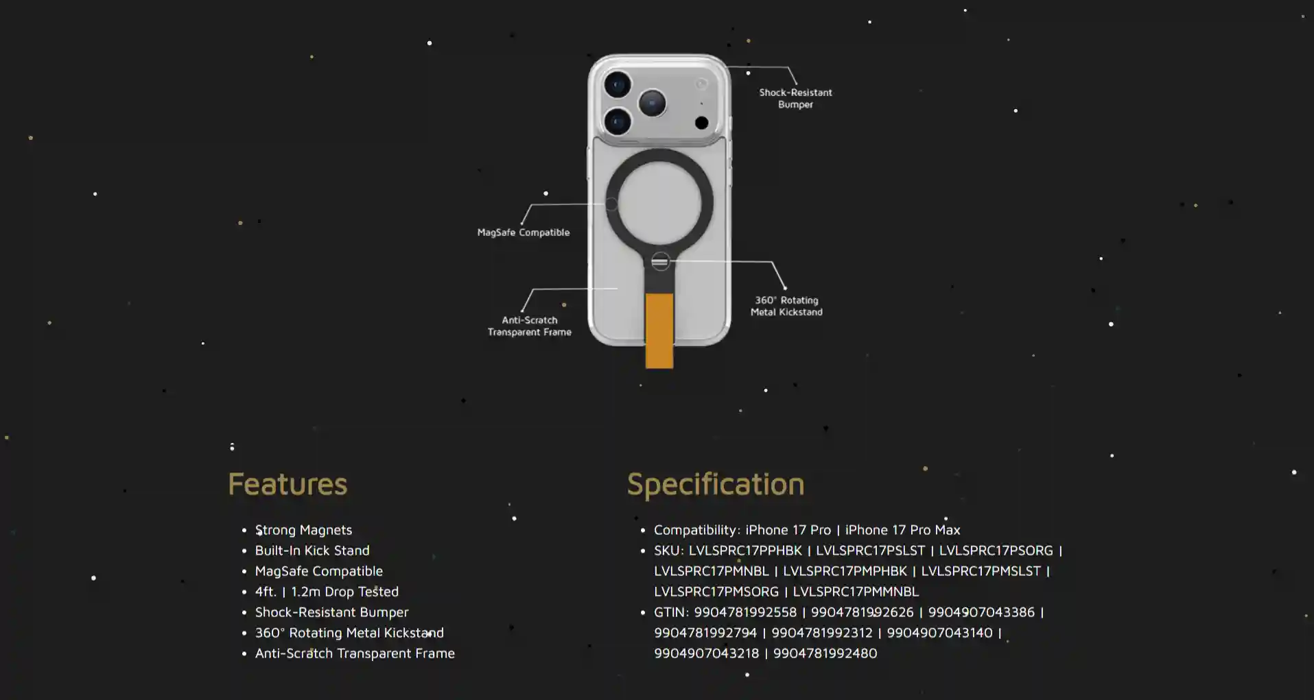 Levelo Spira Grip Case for iPhone 17 Pro/Pro Max with 360° kickstand