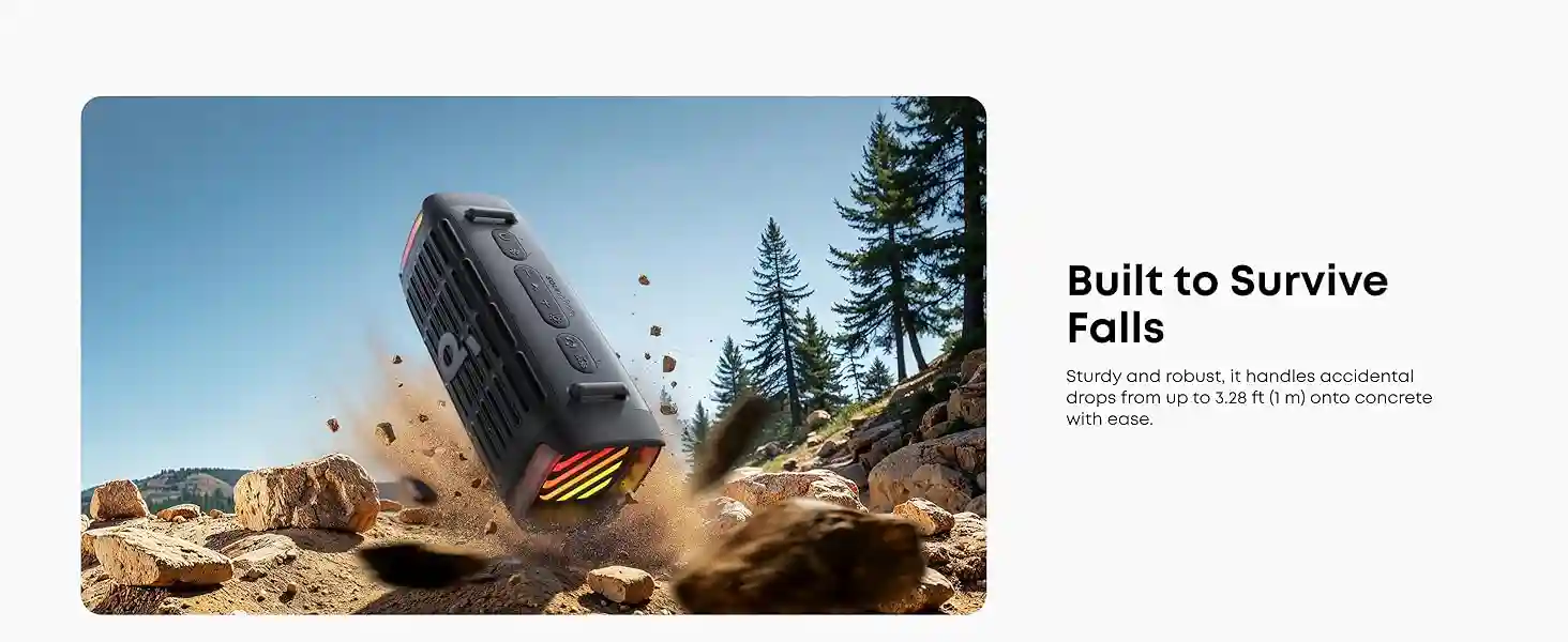 Floating Soundcore Boom 3i by Anker speaker staying upright on water while blasting music