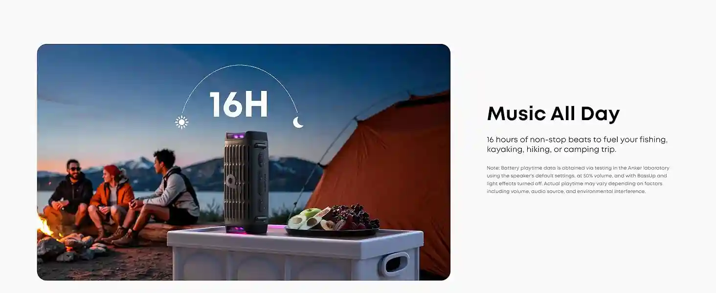 Portable Soundcore Boom 3i by Anker with detachable strap and IP68 dustproof housing