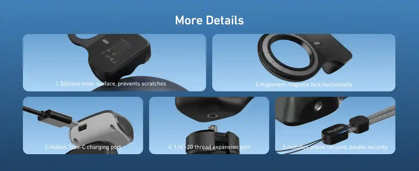 TELESIN Fun Shot Magnetic Grip 2 Detachable Wireless Remote