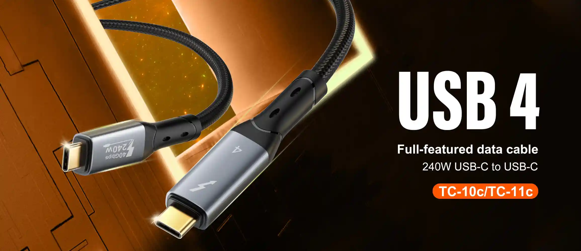 Ldnio TC-11C TC10C 240W USB 4.0 Fast Charging Data Cable with USB-C to USB-C connectors