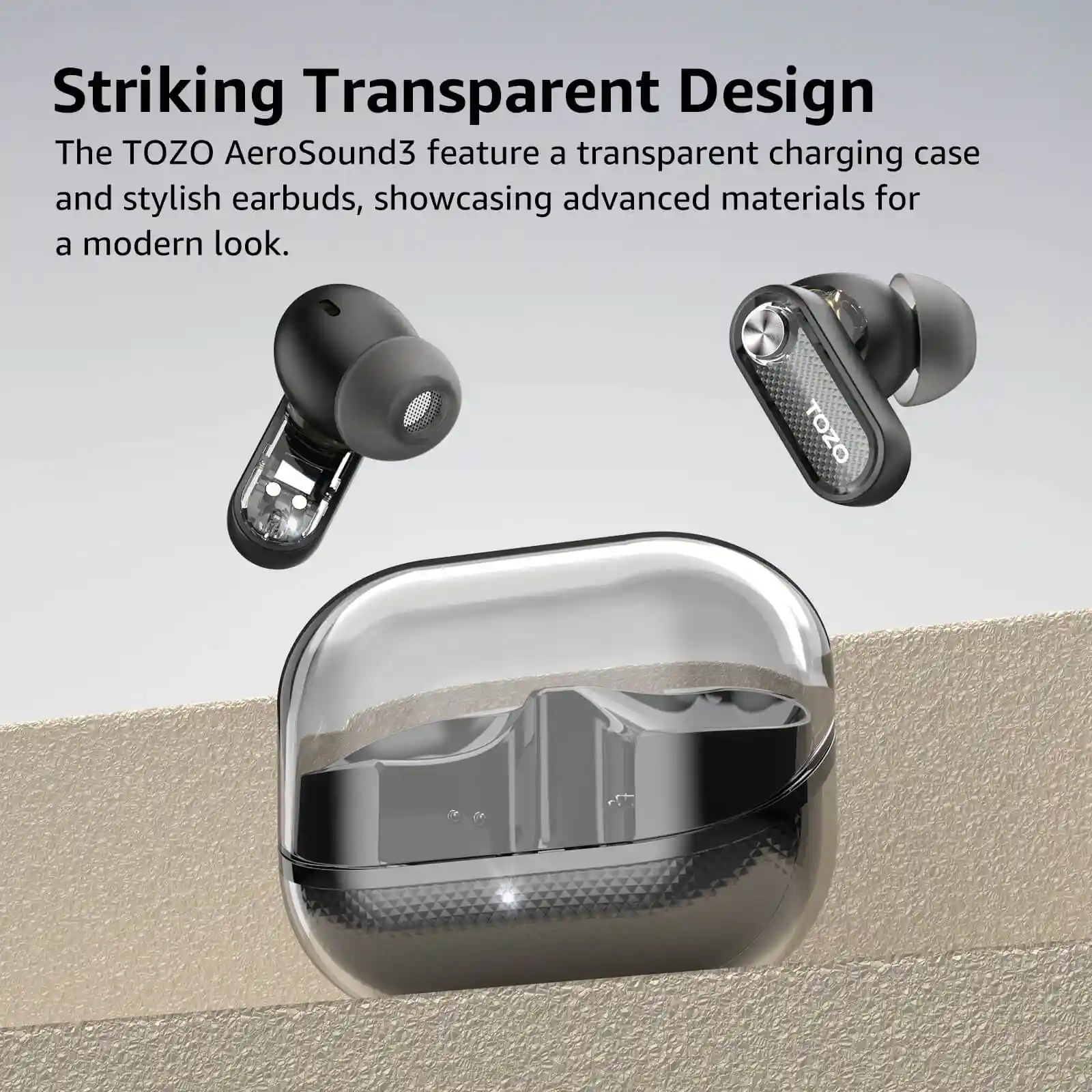 TOZO AeroSound3 Hybrid ANC Wireless Earbuds premium sound with noise cancelling for crystal clear music and calls