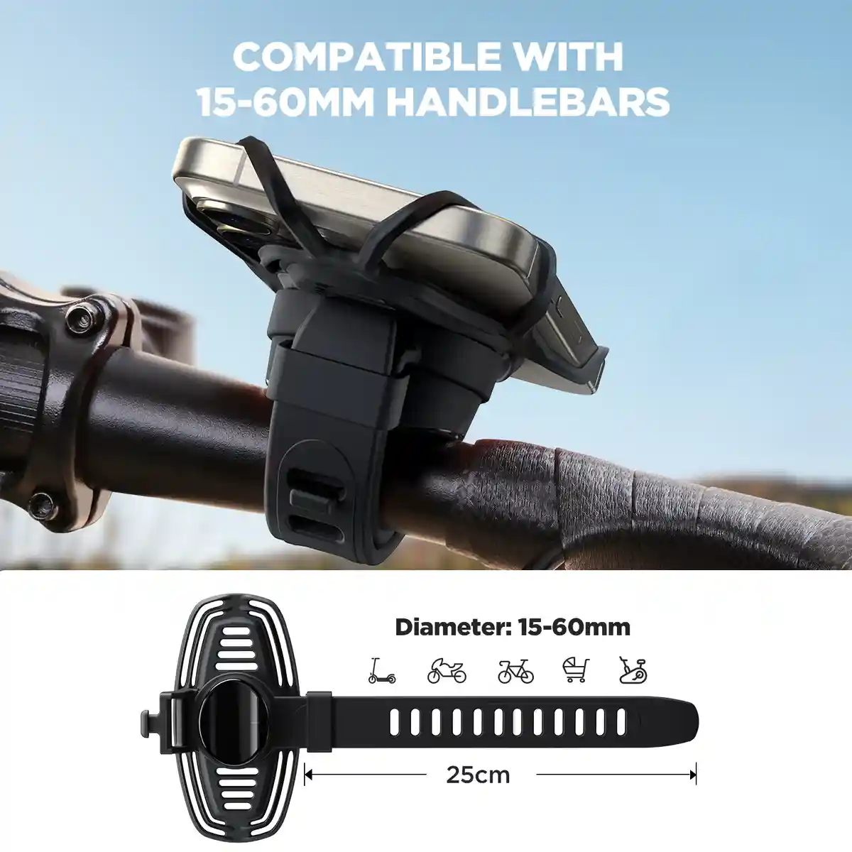 JOYROOM JR-ZS382 Bicycle Phone Holder on motorcycle handlebar