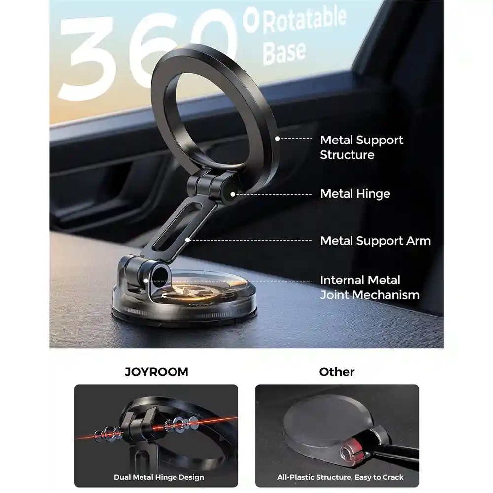 Strong magnetic dual 3mm magnets on JOYROOM JR-ZS505 Magnetic Car Phone Holder