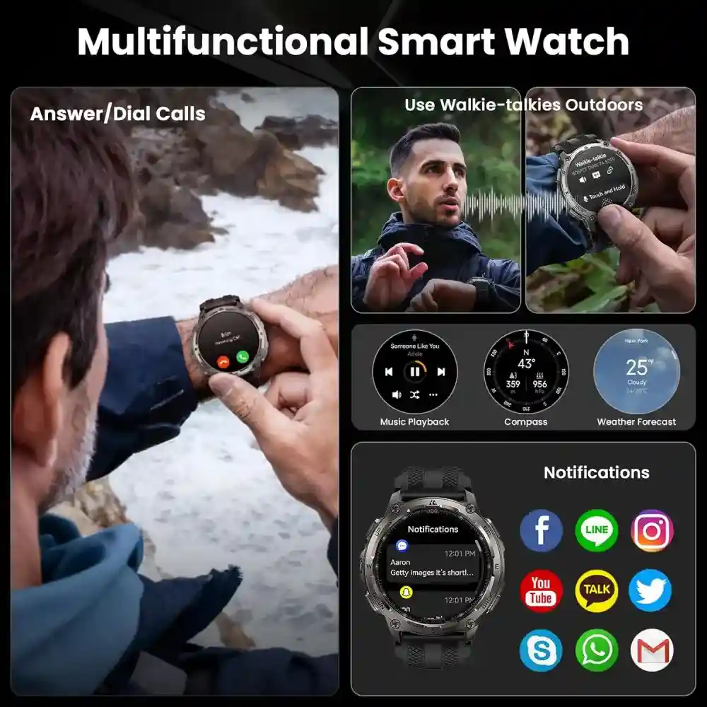Dual-band GNSS tracking on KOSPET TANK T4 Smartwatch