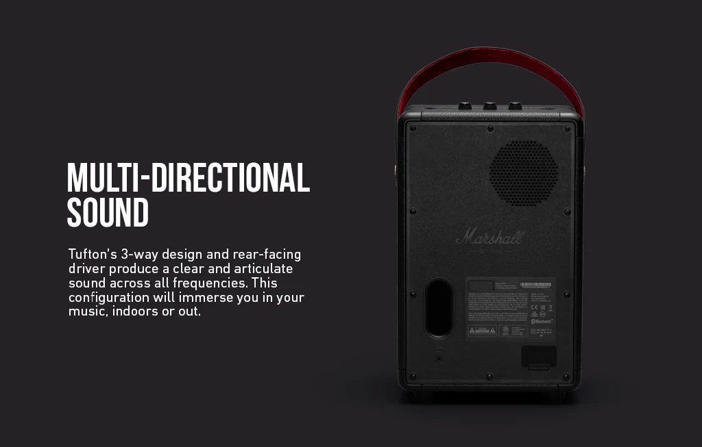 Bluetooth 5.0 connectivity in Marshall Tufton portable speaker