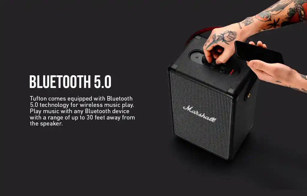 Durable Marshall Tufton portable speaker for travel and adventure