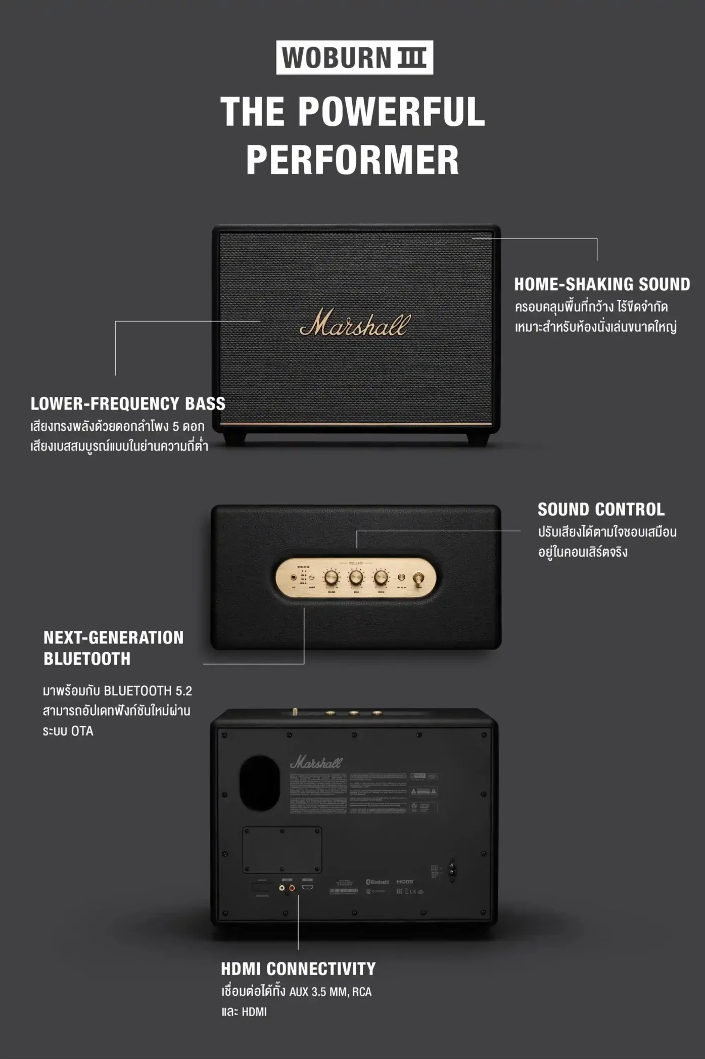 Marshall Woburn III wireless speaker with HDMI input
