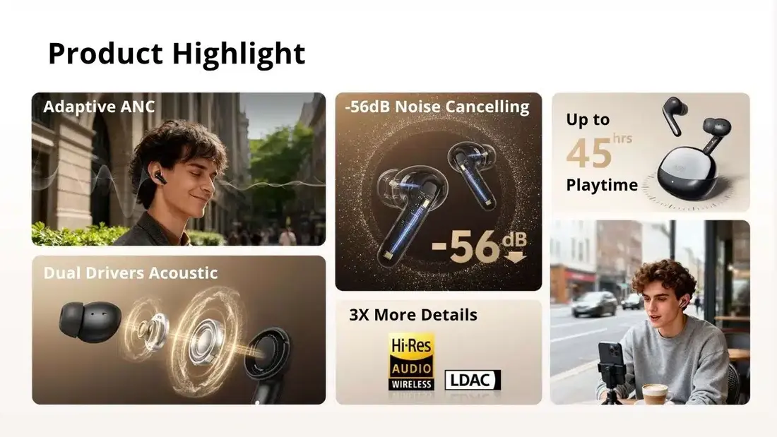 qcy melobuds n60 dual driver hi-res ldac wireless earbuds